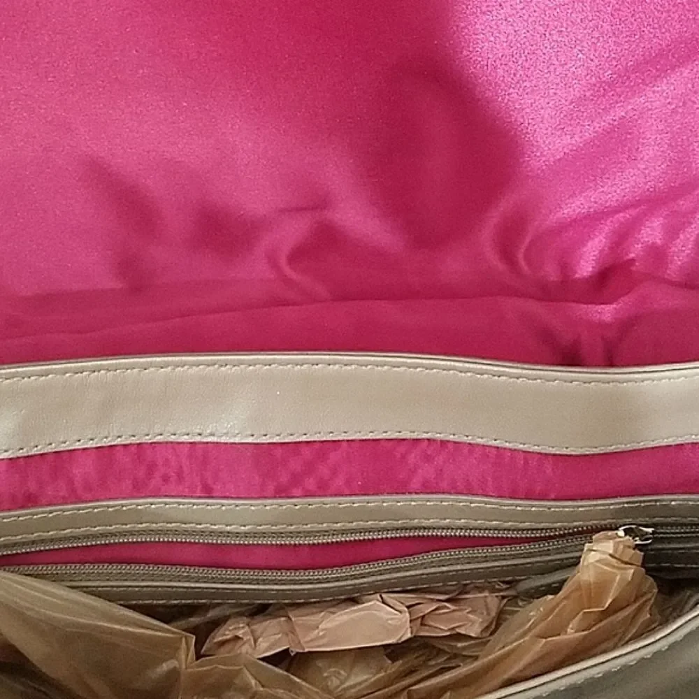 Cole Haan Patent Leather Nude Woven Heritage weave messenger flap Shoulder Bag